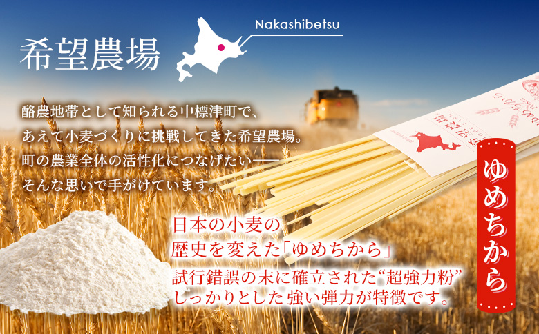 北海道中標津町産「ゆめちから」パスタ×4袋 | ゆめちから使用 北海道小麦のもちもちパスタ 国産小麦 本格パスタ ゆめちからパスタ 小麦の香り 小麦の旨み 小麦の甘み 堪能 超強力小麦使用 北海道グル