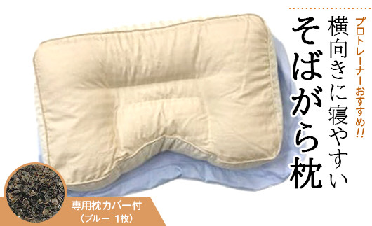 
            プロトレーナーが薦める 横向きに寝やすいそばがら枕 専用ブルー枕カバー付き ※離島への配送不可
          