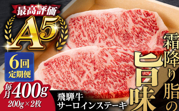 
            【6回定期便】飛騨牛 サーロイン ステーキ 2枚 200g 5等級 A5 贅沢三昧定期便 国産 和牛 岐阜県 岐阜市/だるまミート [ANBE010]
          