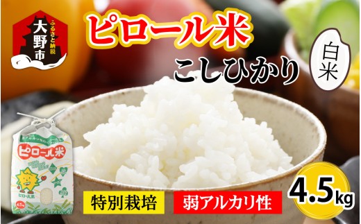 【令和7年産】こだわりの米！弱アルカリ性のピロール米 こしひかり 白米 4.5kg [A-009005]