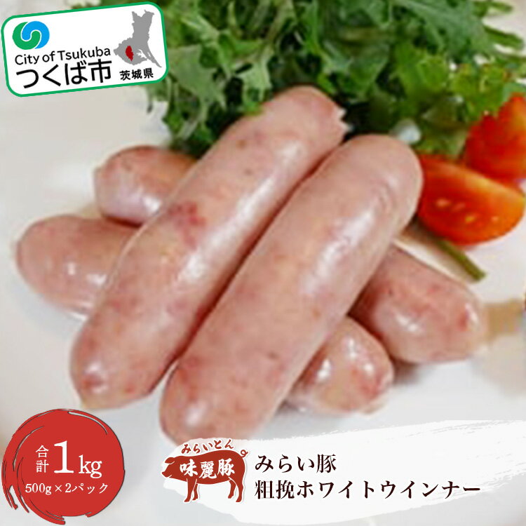 【ふるさと納税】みらい豚 粗挽 ホワイトウインナー 1kg (500g×2パック) 村下商事 | 茨城県 つくば市 豚肉 豚 ぶた肉 ホワイト ウインナー ギフト 高級 高品質 ブランド豚 銘柄豚 ポーク 冷凍 10000 10000円 パック