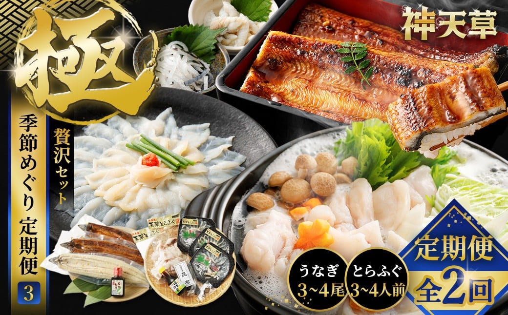 【2回定期便】【極】季節めぐり定期便3 ふぐ フグ 河豚 とらふぐ トラフグ てっさ てっちり うなぎ ウナギ 鰻 熊本県 上天草市