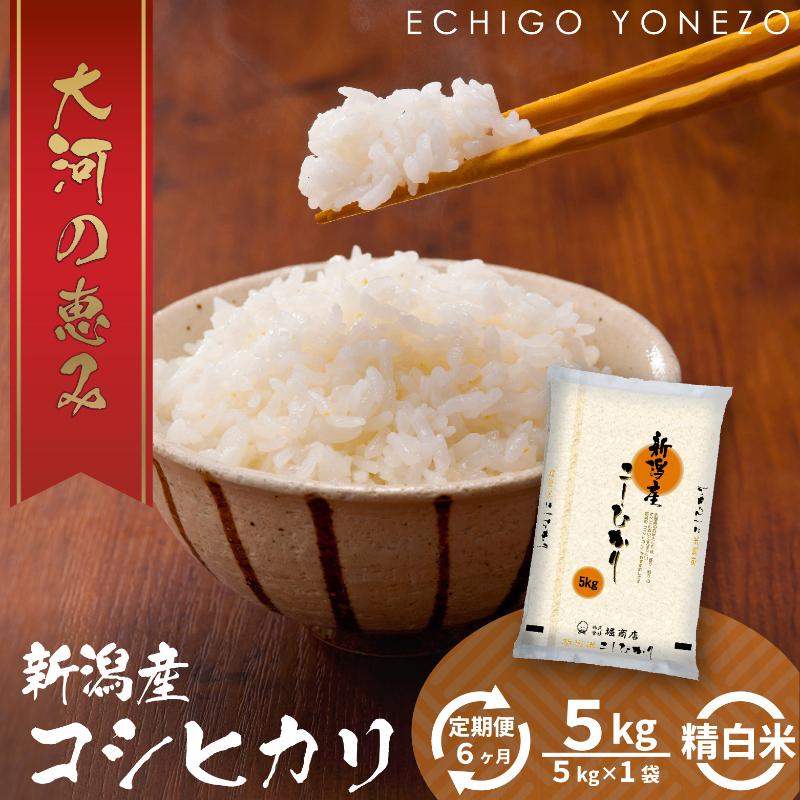 【ふるさと納税】【定期便6ヶ月】新潟市 秋葉区小須戸産コシヒカリ 白米 5kg お米 精米 ご飯 代表 自然 飽きない 自信 美味しい
