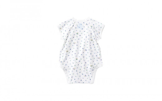 【50cm】ファミリアのロンパス型肌着（総柄）ブルー