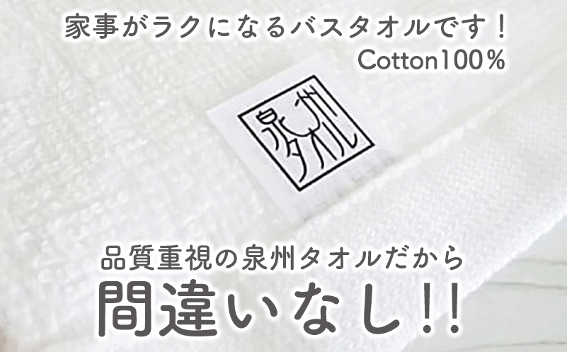 泉州タオル「家事がラクになるバスタオル」セット（パステル系）【泉州タオル 国産 吸水 普段使い 無地 シンプル 日用品 家族 ファミリー 期間限定】 099H890