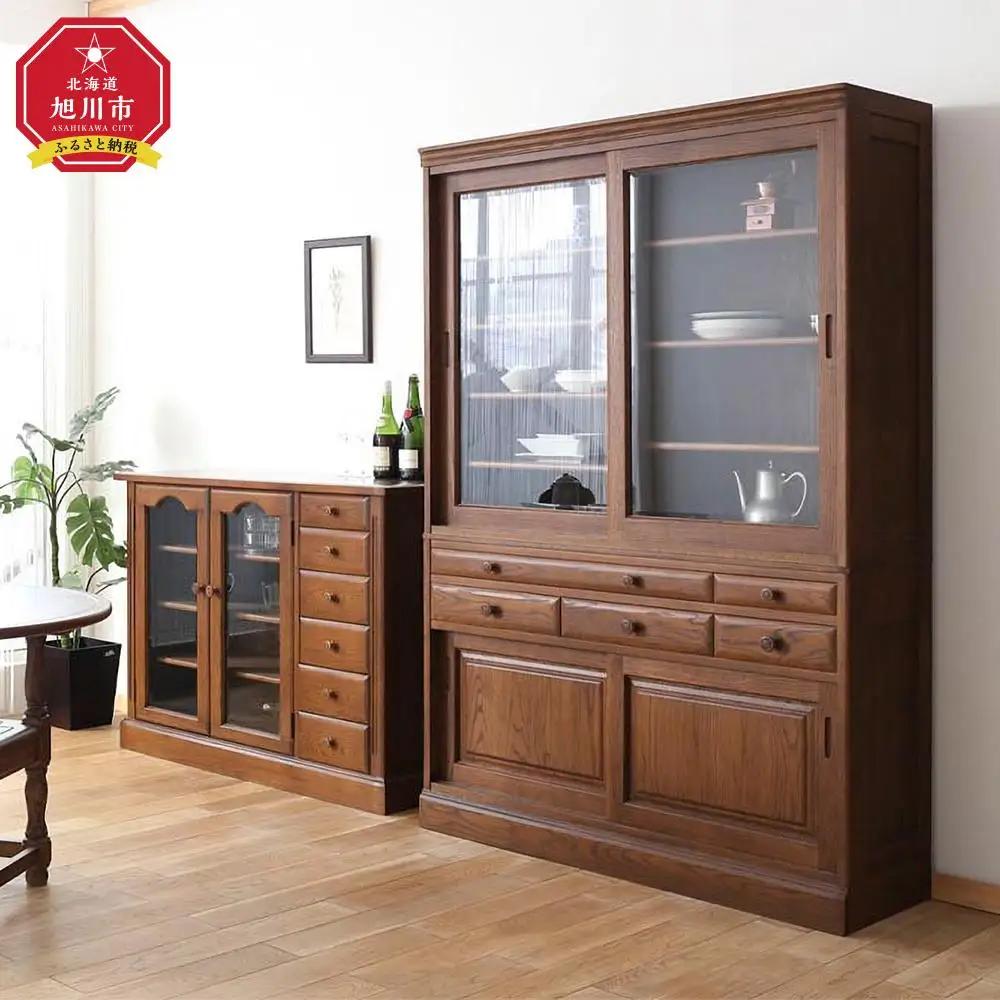 旭川家具 山室家具製作所 エスポアール No.422 ダイニングボード 【 国産 無垢 インテリア 木製 シック 収納 キャビネット リビングボード ダイニングボード 食器棚 北海道 】 _03859