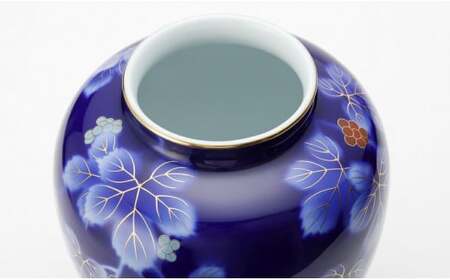 有田焼 呉須ブドー 8号 花生【深川製磁】花瓶 花器 壺 インテリア 伝統工芸 縁起柄 aa044