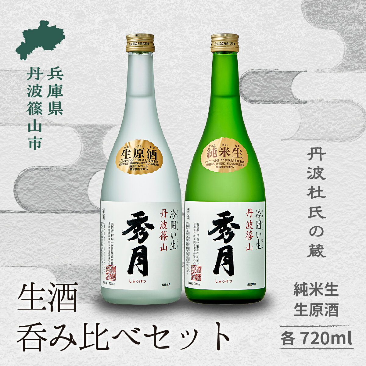 【ふるさと納税】「秀月」生酒呑み比べ（ 純米生 720ml ×1本＋ 生原酒 720ml ×1本） 飲み比べ お酒 アルコール 地酒 日本酒 兵庫 丹波 杜氏 兵庫県 丹波篠山市 日本三大杜氏 「伝統的酒造り」ユネスコ無形文化遺産 たんば とうじ 熱燗 冷や