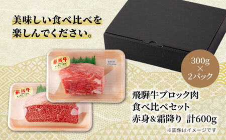 ＜A5ランク＞飛騨牛ブロック肉食べ比べセット（赤身＆霜降り）計600g【有限会社マルゴー】土岐市 岐阜産 肉 お肉 牛肉 国産 和牛 A5等級 霜降り ステーキ ローストビーフ 焼肉 鉄板焼き BBQ