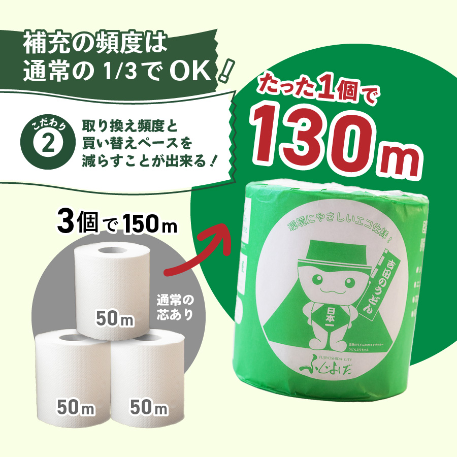 大容量 長持ちトイレットペーパー 130m シングル 48R 芯なし【マツコの知らない世界】