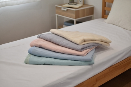 和晒し6重合わせ　ガーゼケット　大判_ブルー【G0664】