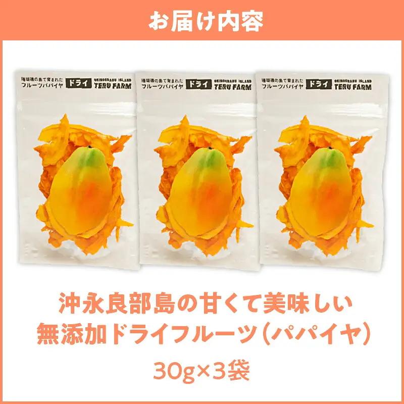 【先行受付】沖永良部島の甘くて美味しい無添加ドライフルーツ（パパイヤ）30g×3袋 W051-007u 加工品 果物