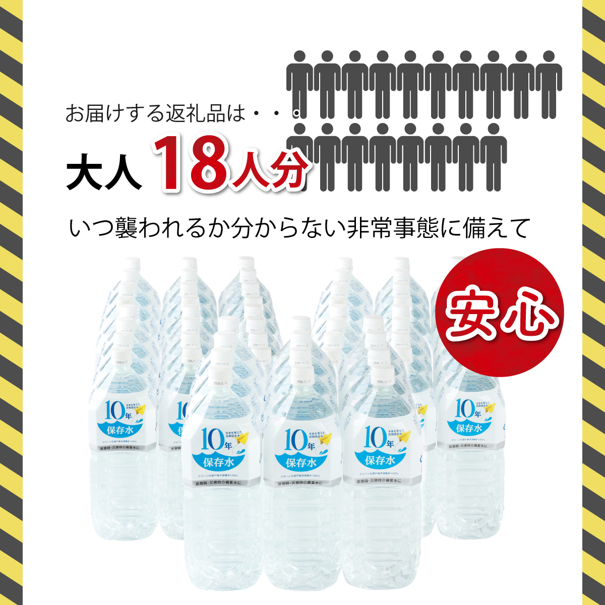 災害・非常時保存用「１０年保存水」（１０年保存可能）１.８リットル×６０本セット　計１０８L