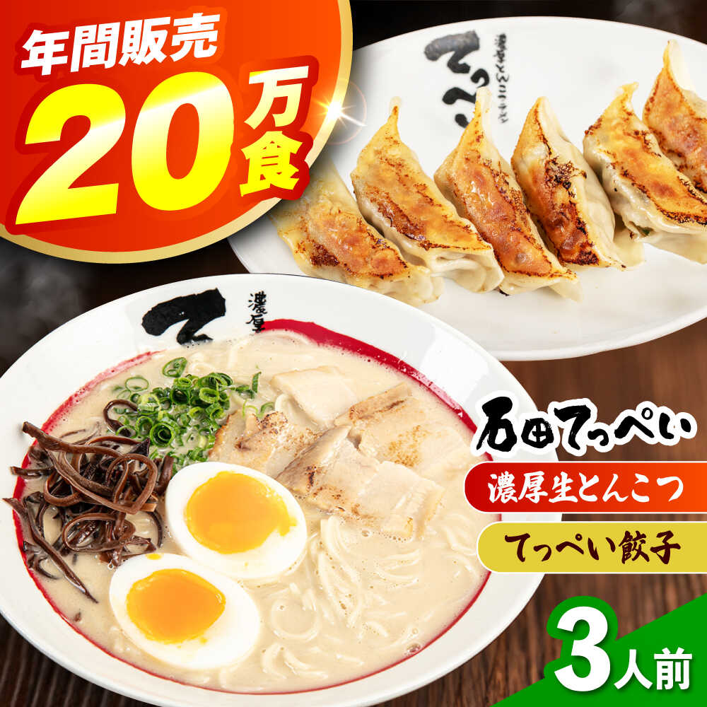 【ふるさと納税】石田てっぺい 濃厚とんこつラーメン＆てっぺい餃子 3人前セット らーめん ラーメン セット 濃厚 豚骨スープ 生麺 とんこつ チャーシュー 餃子 ギョウザ ぎょうざ 贈答 ギフト プレゼント 人気 定番 特産品 取り寄せ 大阪 高槻 大阪府高槻市/無人屋[AOCX031]