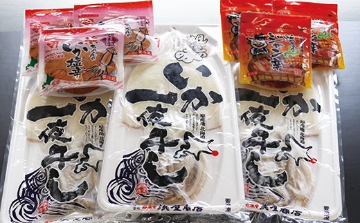 A-32002【12/17まで年内配送】 根室のイカ、いかがですか？(いか塩辛、いかジャン辛、いか一夜干し)