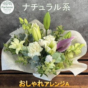 フラワーアレンジメント A  【 ナチュラル 系】 岩手県 北上市 C0185-NT  （ パルテール )  花 観賞用 アレンジ プレゼント ギフト 誕生日 お祝い クリスマス 卒業 入学 バレンタインデー ホワイトデー 贈答 父の日 敬老の日 感謝 退院 快気祝い プロポーズ ご褒美 生花 季節の花 赤 白 黄色 ピンク オレンジ 青 紫 寄せ植え 鉢植え ガーデニング 庭 玄関 リビング 部屋 客間 オフィス 開店祝い 周年祝い 退職祝い 就職祝い 還暦 成人 記念日