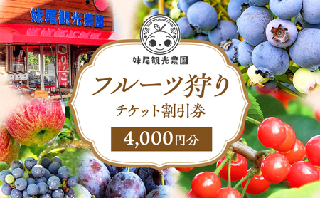 フルーツ狩りチケット 妹尾観光農園 北海道フルーツ狩りチケット【4,000円割引】