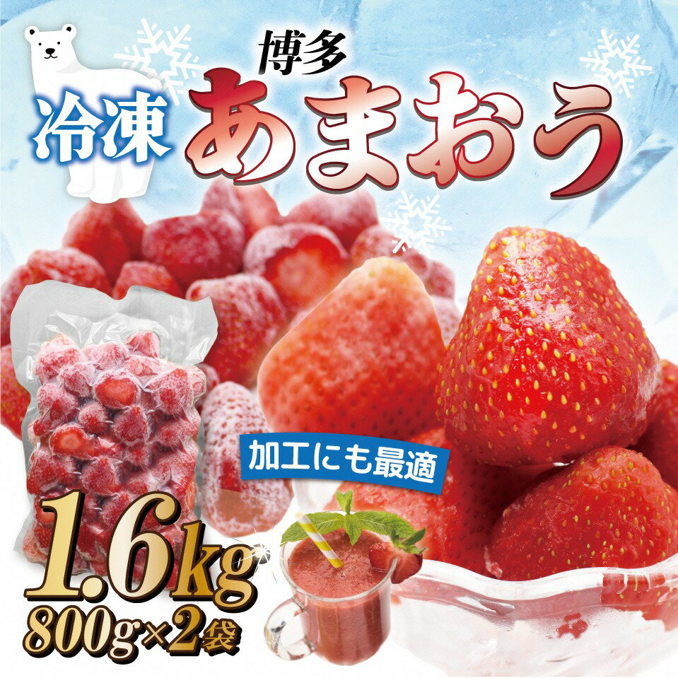 【ふるさと納税】急速冷凍！人気のあまおう 冷凍いちご　福岡県特産品　大容量 1.6kg【JAほたるの里】_HA1513 送料無料 苺 イチゴ スムージー ジャム たっぷり 真空パック おいしい フルーツ 果物 朝食 おやつ