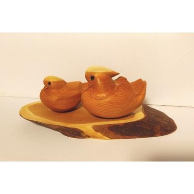 ふるさと納税 高山市 飛騨一位一刀彫　おしどり夫婦(大) e111