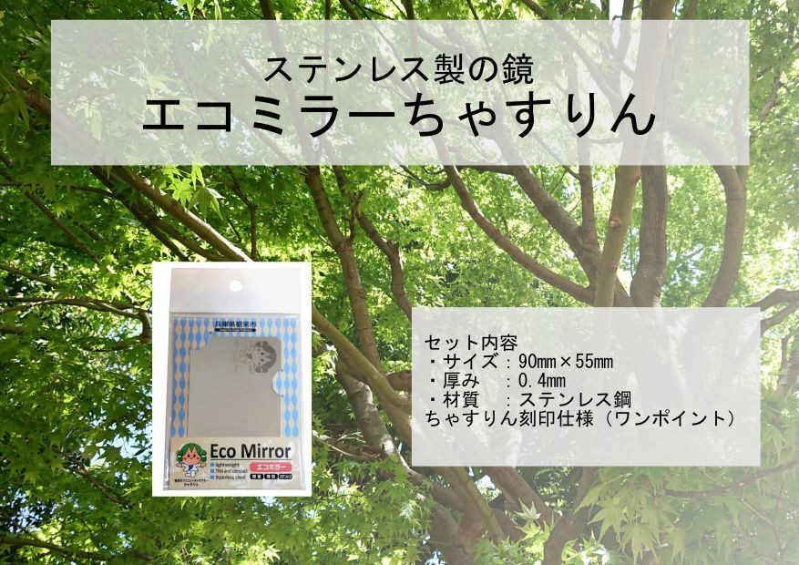 
                  割れない鏡 エコミラー 朝来市マスコットキャラクター「ちゃすりん」
                