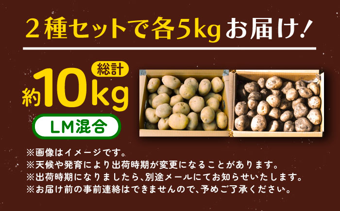 北海道産 じゃがいも 2種食べ比べセット 各5kg（男爵＆キタアカリ）《足寄町》【党崎農場】[BEAA005]