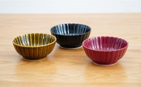 【波佐見焼】花しのぎ 小鉢 （鶯茶・墨・紅） 3点セット 食器 皿 【団陶器】 [PB102] 波佐見焼