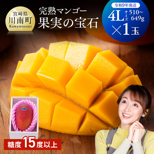 【令和9年発送】【宮崎県産完熟マンゴー】果実の宝石　4L×1玉 【 果物 フルーツ マンゴー 宮崎県産 みやざきマンゴー 先行予約 数量限定 期間限定 】
