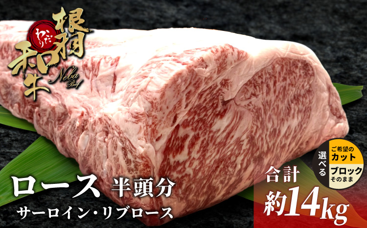 根羽こだわり和牛 黒毛和牛 ロースブロック 半頭分 約14kg サーロイン リブロース ブロック肉　塊肉 塊 牛肉 国産牛 お祝い パーティ ステーキ 焼肉 BBQ 霜降り すき焼き しゃぶしゃぶ 大人数