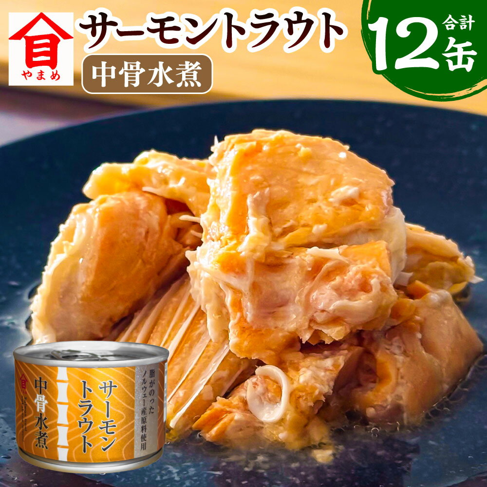 【ふるさと納税】サーモントラウト中骨水煮 計1.92kg（160g×12缶セット） サーモントラウト 鮭 さけ サケ シャケ 中骨 中落ち 魚介類 水産物 缶詰 缶詰め かんづめ 料理 サラダ おつまみ お酒のお供 保存食 非常食 備蓄 簡単調理 茨城県 神栖市 送料無料