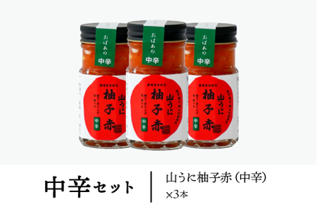 鯖江の伝統薬味「山うに」柚子赤３本セット 　中辛セット　珍味 ご飯のお供