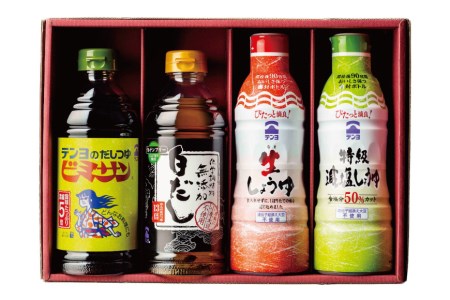 調味料 テンヨ こだわり 4種セット 無添加白だし & 減塩しょうゆ & 生しょうゆ & だしつゆビミサン TP-20 / 武田食品 / 山梨県 中央市 [21470491]