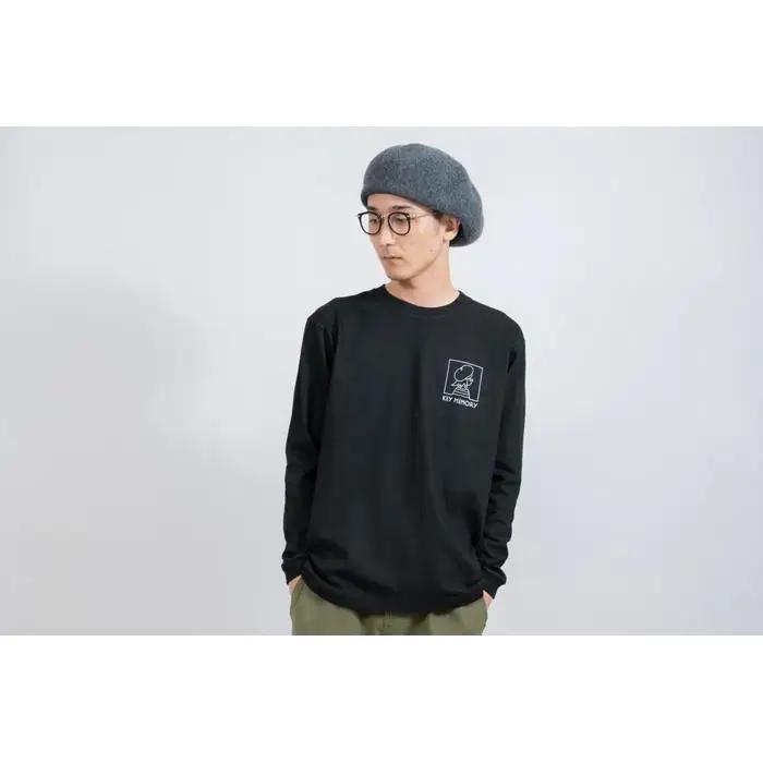 《3》【KEYMEMORY　鎌倉】ウィンドーイラストロングTシャツ　BLACK
