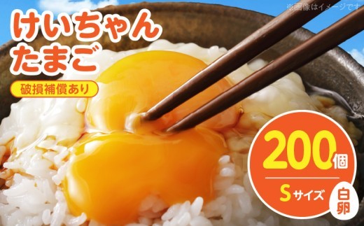 
                  けいちゃんたまご 白 Sサイズ 200個 けいちゃん たまご 生たまご 鶏卵 白玉 若い鶏 プリップリ 黄身 弾力 白身 安全 安心 新鮮 うま味 卵かけ 卵かけごはん 卵焼き 朝食 スイーツ お取り寄せ 福岡県 上毛町 C00307
                