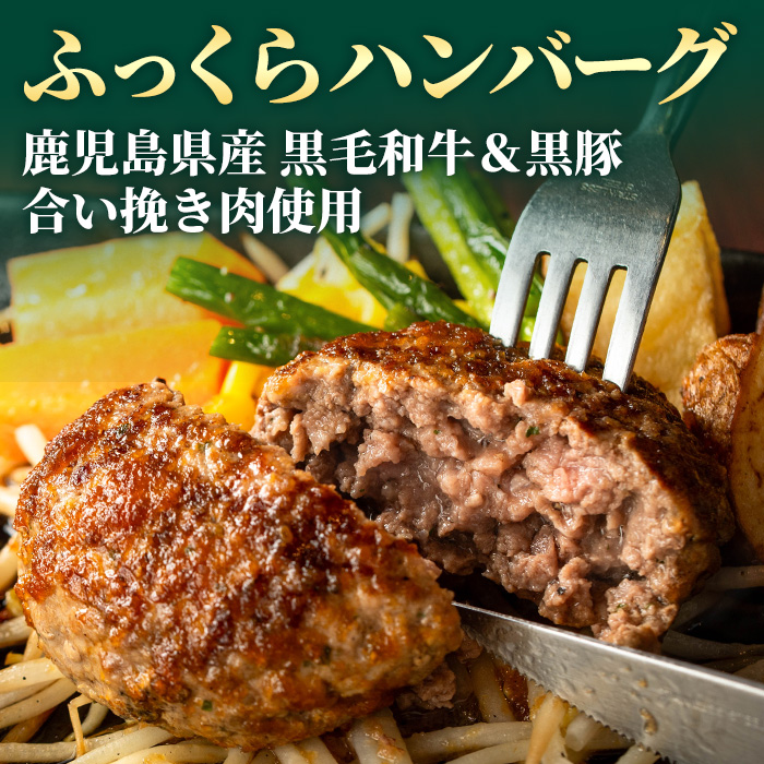 鹿児島県産 黒平の手ごねハンバーグセット《合い挽き》(150g×4個) ハンバーグ 黒毛和牛 黒豚 合い挽き 牛肉 牛 国産 手ごね 真空 個包装 ギフト 化粧箱 おかず 惣菜 冷凍【みその】【A-1