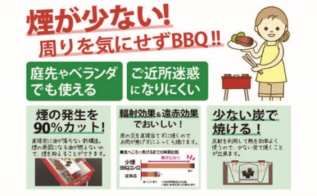 少煙バーベキューコンロセット 炭に油が落ちないバーベキューコンロ トング・ブラシつき BBQコンロ アウトドア用品 キャンプ用品 バーベキューコンロセット BBQ [グリーンライフ] 【025P012