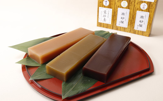 12-182 紋別銘菓「渚滑川羊羹」３棹（小豆・挽茶・ワイン各１棹）_イメージ2