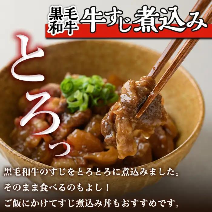 i828 簡単おかず煮込み３種類(計1.3kg) 鹿児島県 牛肉 肉 黒毛和牛 豚肉 牛すじ 牛筋 すね肉 角煮 甘辛 赤ワイン 赤ワイン煮 おかず【株式会社LRプラスK】