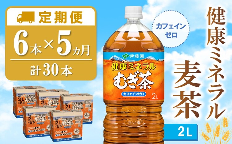 【5か月定期便】健康ミネラル麦茶 2L×6本(合計5ケース)【伊藤園 麦茶 むぎ茶 ミネラル ノンカフェイン カフェインゼロ 備蓄 防災 熱中症】K071452