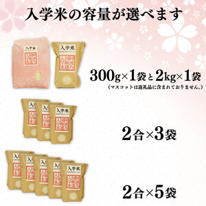 米 入学米 2合×5袋 マスコット 猫 ポストカード セット コメ お米 アキサカリ 受験 お祝い 入学祝 合格祈願 受験 必勝祈願 ギフト プレゼント 贈答 送料無料 徳島県 吉野川市