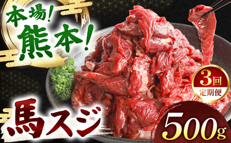 【定期便 3回】馬スジ 500g | 肉 にく お肉 おにく 馬 馬肉 馬スジ 定期 定期便 熊本県 玉名市