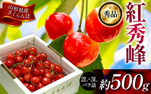 
            《先行受付2025年度発送》山形県産 さくらんぼ 紅秀峰 秀品 2L～3Lサイズ 約500gバラ詰め FSY-1215
          