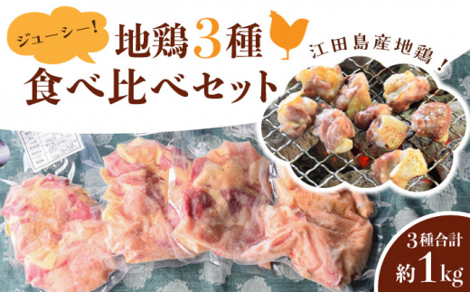 
うまさが違う！ せとうち育ちの江田島産地鶏 ジューシーな地鶏3種の食べ比べセット(合計約1kg) 鶏 焼き鳥 もも肉 むね肉 BBQ 江田島市/ポーク＆チキン江田島[XAH001]
