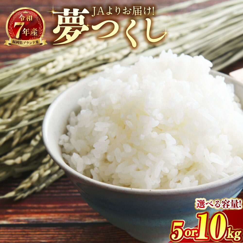 【ふるさと納税】＜選べる内容量＞【令和7年産】JAよりお届け！福岡県ブランド米「夢つくし」5kgまたは10kg お米 こめ コメ ご飯 ごはん 夢つくし 令和7年産 福岡県産 国産 5kg 10kg 精米 ブランド米 福岡県 岡垣町 送料無料