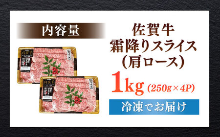 佐賀牛霜降りスライス（肩ロース）計1kg（250g×4パック） / 佐賀県 / 株式会社中山牧場 [41AOCW017]