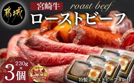 宮崎牛ローストビーフ 230g×3個_AF-2602_(都城市) 都城産宮崎牛 A4ランク ローストビーフ 230g×3個 特製ローストビーフタレ 80g×3個 ギフト 贈答用 おつまみ