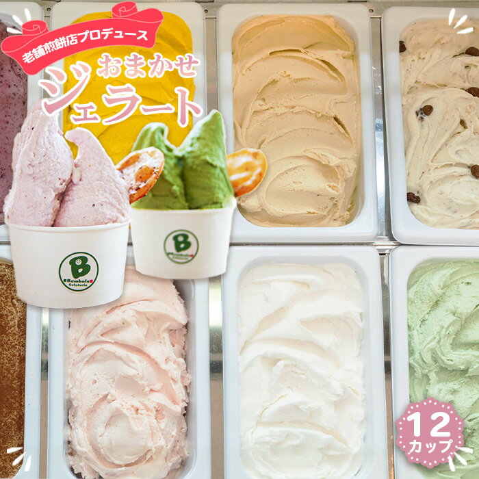 【ふるさと納税】老舗煎餅店プロデュースのジェラート おまかせ12個セット 煎餅付 ＜110ml×12個＞詰め合わせ［No.158］／ギフト 贈り物 クリスマス お歳暮 お正月 お中元 誕生日 内祝 アイスクリーム