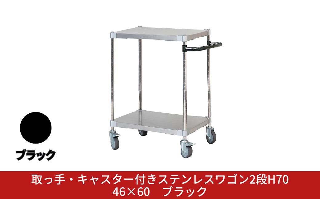 
            取っ手・キャスター付きステンレスワゴン2段H70 46×60 ブラック PROFACE プロフェイス 冷蔵 冷凍 クリーン 組立式 燕三条製 【257S005】
          