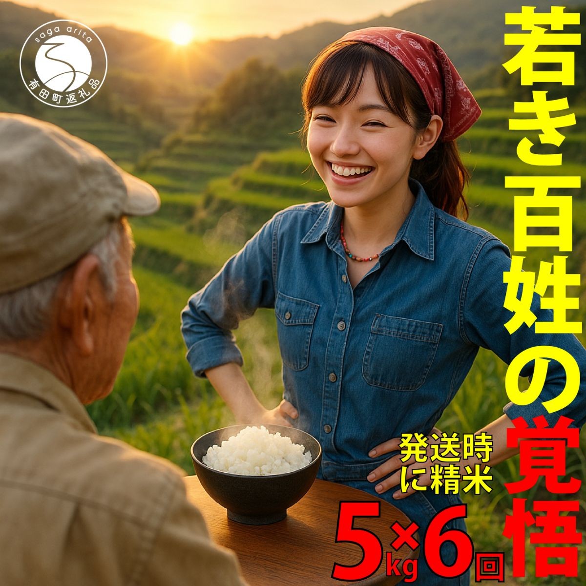 
                  ＜予約受付＞10月下旬より順次発送「若き百姓の覚悟」佐賀県 ヒノヒカリ 米 5kg <6回定期便> 合計 30kg【みゆきファーム】 ブランド米 精米済み 白米 有田町 令和8年産 新米 ft009
                