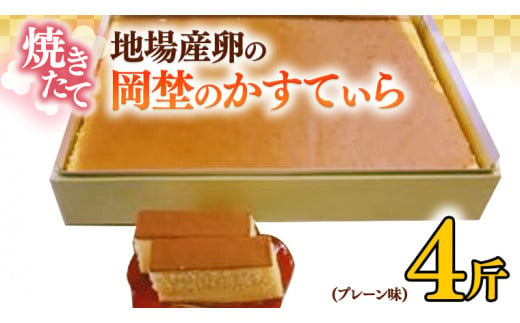 
焼き立て！地場産卵の岡埜のかすてぃら4斤（プレーン味）かすてら カステラ 地場産 卵[AS003ci]
