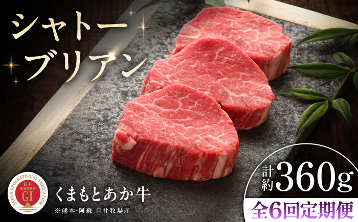 【全6回定期便】【GI認証】くまもとあか牛シャトーブリアン 約120g×3枚 / 菊陽町 あかうし 熊本県 肉 にく niku ブランド 旨み 【有限会社 三協畜産】 [BHAS073]
